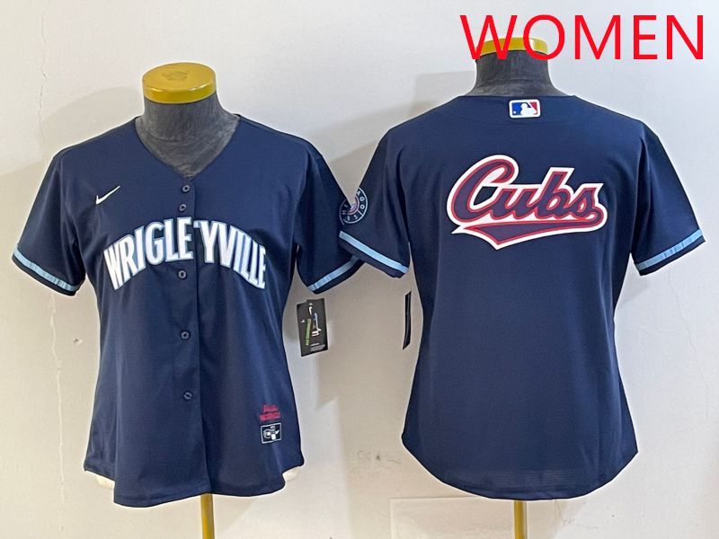 Women Chicago Cubs Blank Blue City Edition Game 2025 Nike MLB Jersey style 2